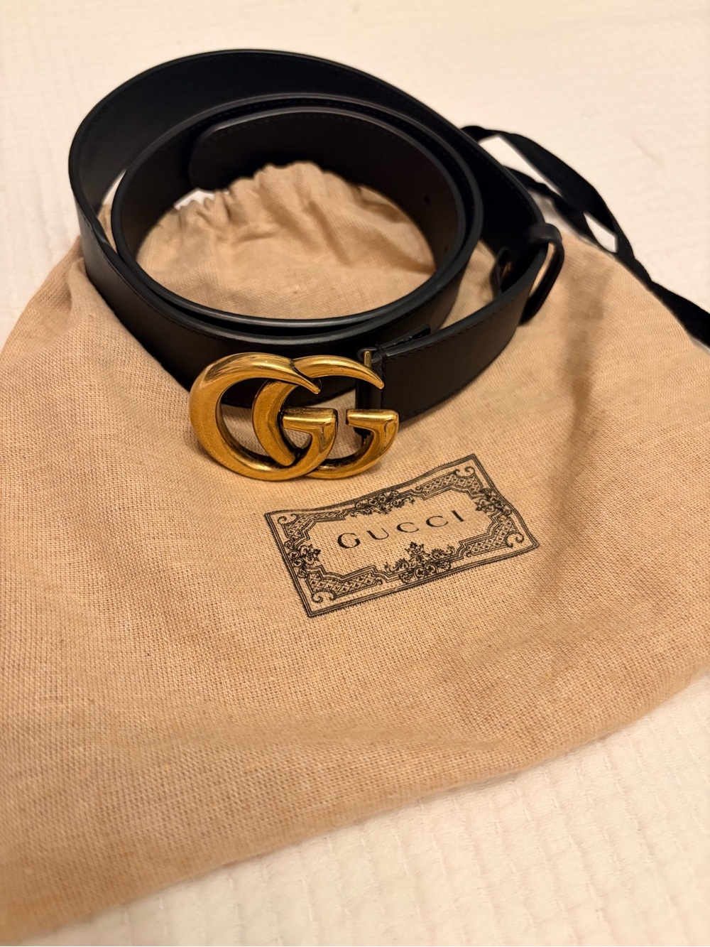 Gucci GG Marmont Belt - Black/Gold Belt